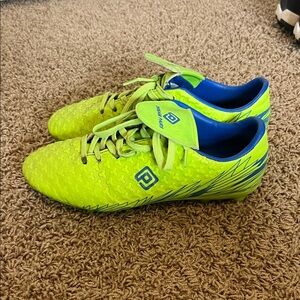 Umbro Neon Green and Blue Soccer Cleats